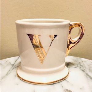 Anthropologie Kitchen - Anthropologie Monogram V Shave Style Coffee Mug Anthropologie Kitchen - Anthropologie Monogram V Shave Style Coffee Mug